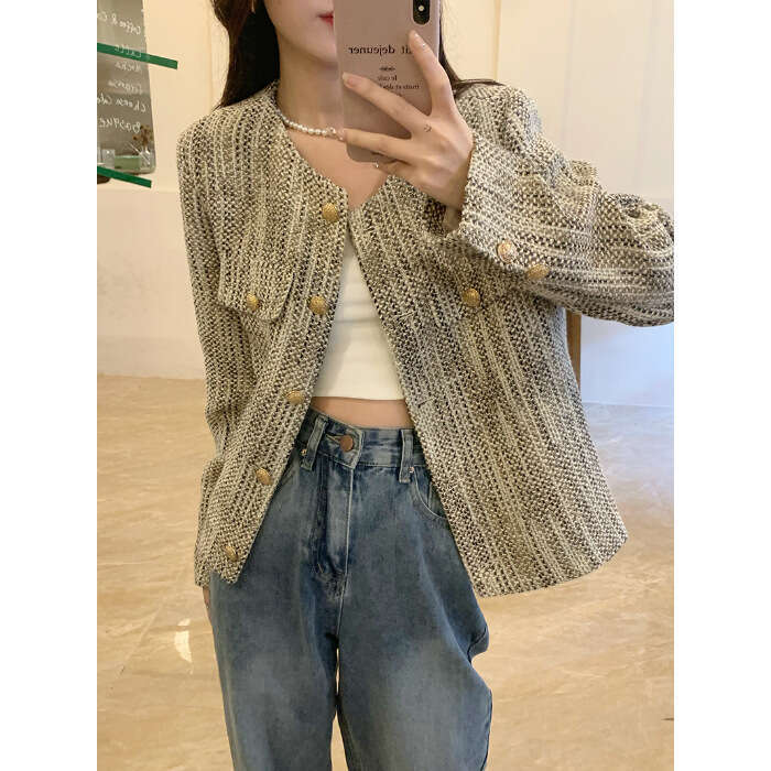 DHEssentials Short Long Sleeve Jacket for Women, Autumn Winter 2025 New High-end Design Stylish Ins Cardigan Top