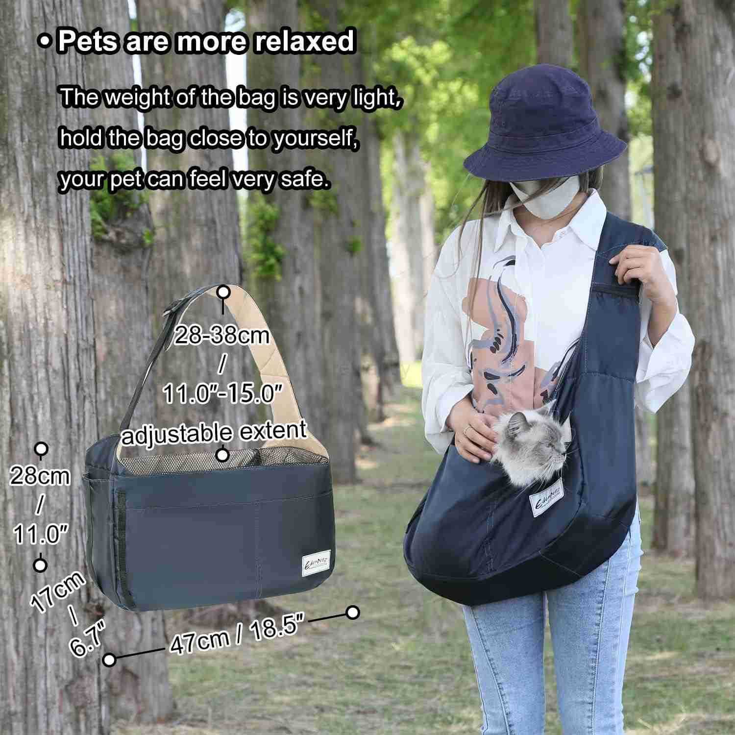 Comfort Light Slings Travel Shoulder BagPet Dog Cat Carrier for Small AnimalsBlueW250912