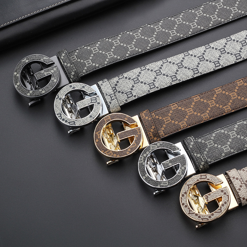 new zinc alloy automatic buckle textured leather men's belt ly36249775
