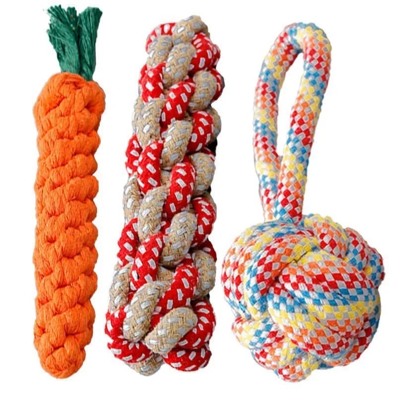 10 pieces Dog toy Teeth-resistant rope knot Golden Retriever small medium large dog pet toy Teddy puppy dog boredom toy pet supplies