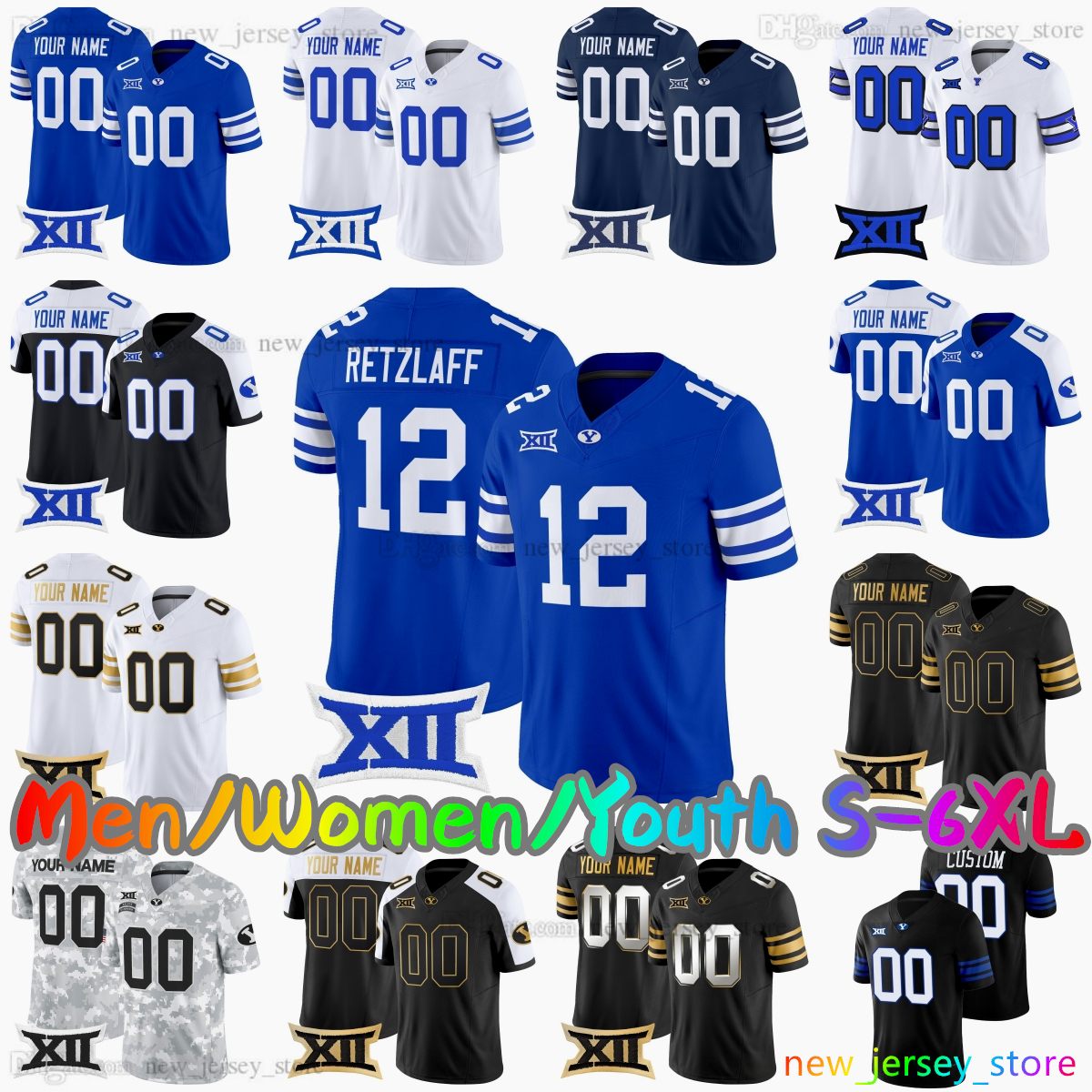 2025 Custom S-6XL BYU Cougars College Football Jersey 47 Bear Bachmeier 4 LJ Martin 3 McCae Hillstead 10 Treyson Bourguet 2 Chase Roberts 7 Logan Lutui Stitched Jerseys