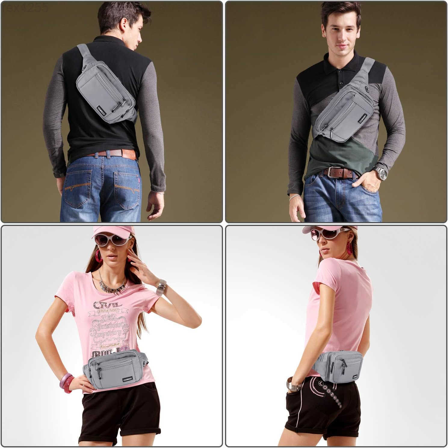 Fanny Packs For Women Men Waist Pack Hip Bum Bag with MultiPockets Large Capacity Waterproof Casual Bum Bag for traveling Casual Cycling Running Hikin