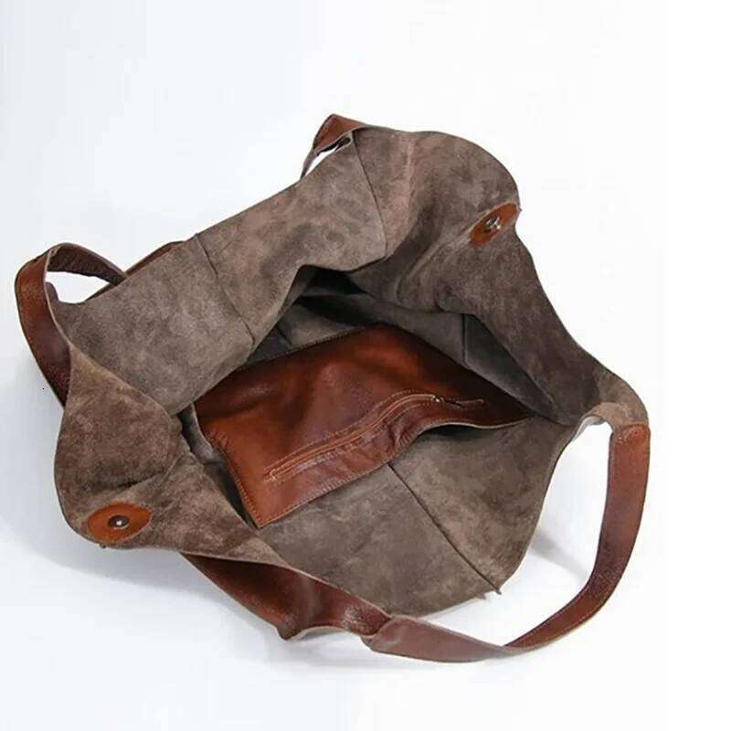 Retro Minimalist Tote Large Capacity Shopping Fashion PU Soft Leather Shoulder Bag