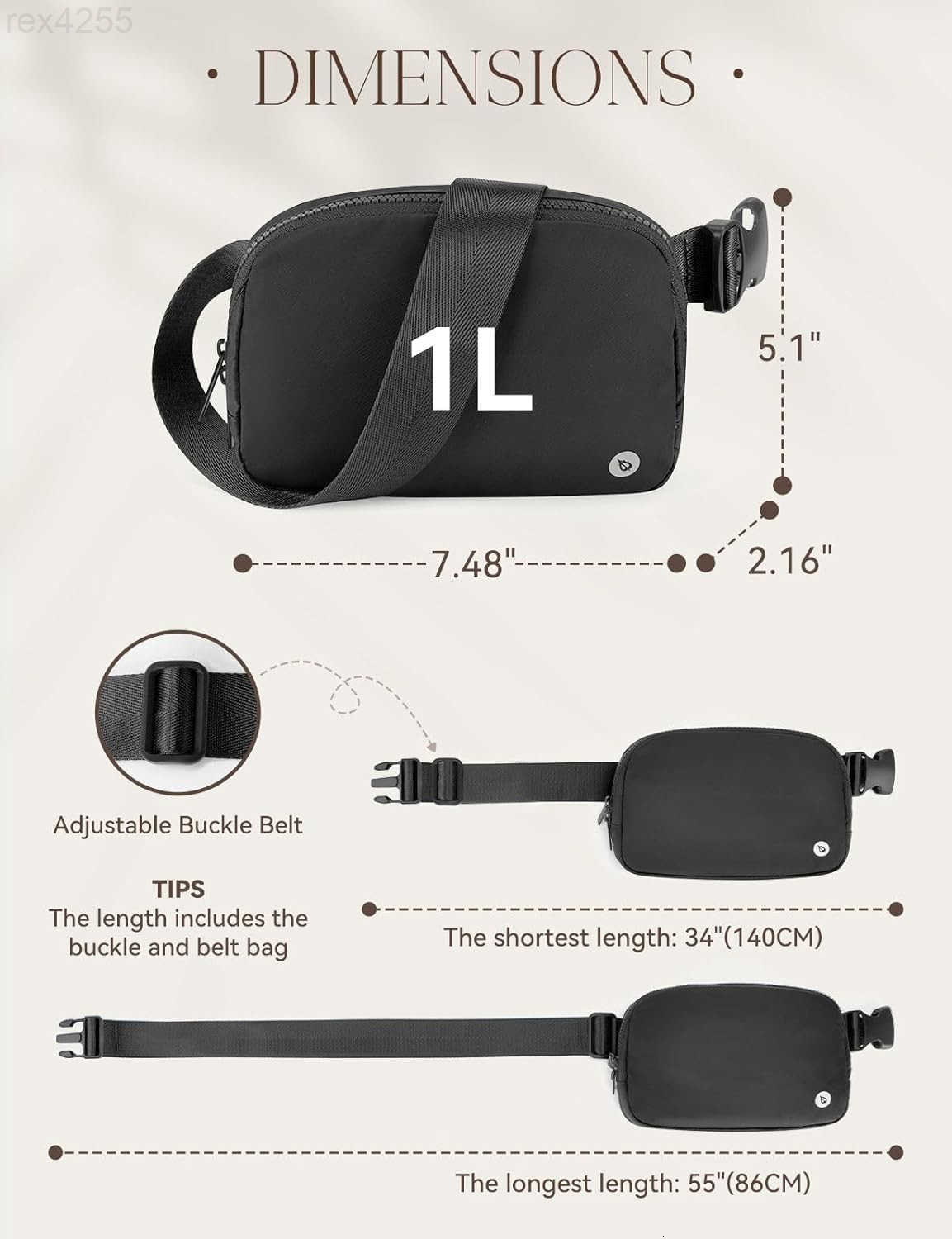 Fanny Pack for Women Belt Bag Water Resistant Fashion Crossbody Waist Packs Adjustable Strap Black 1LW250912