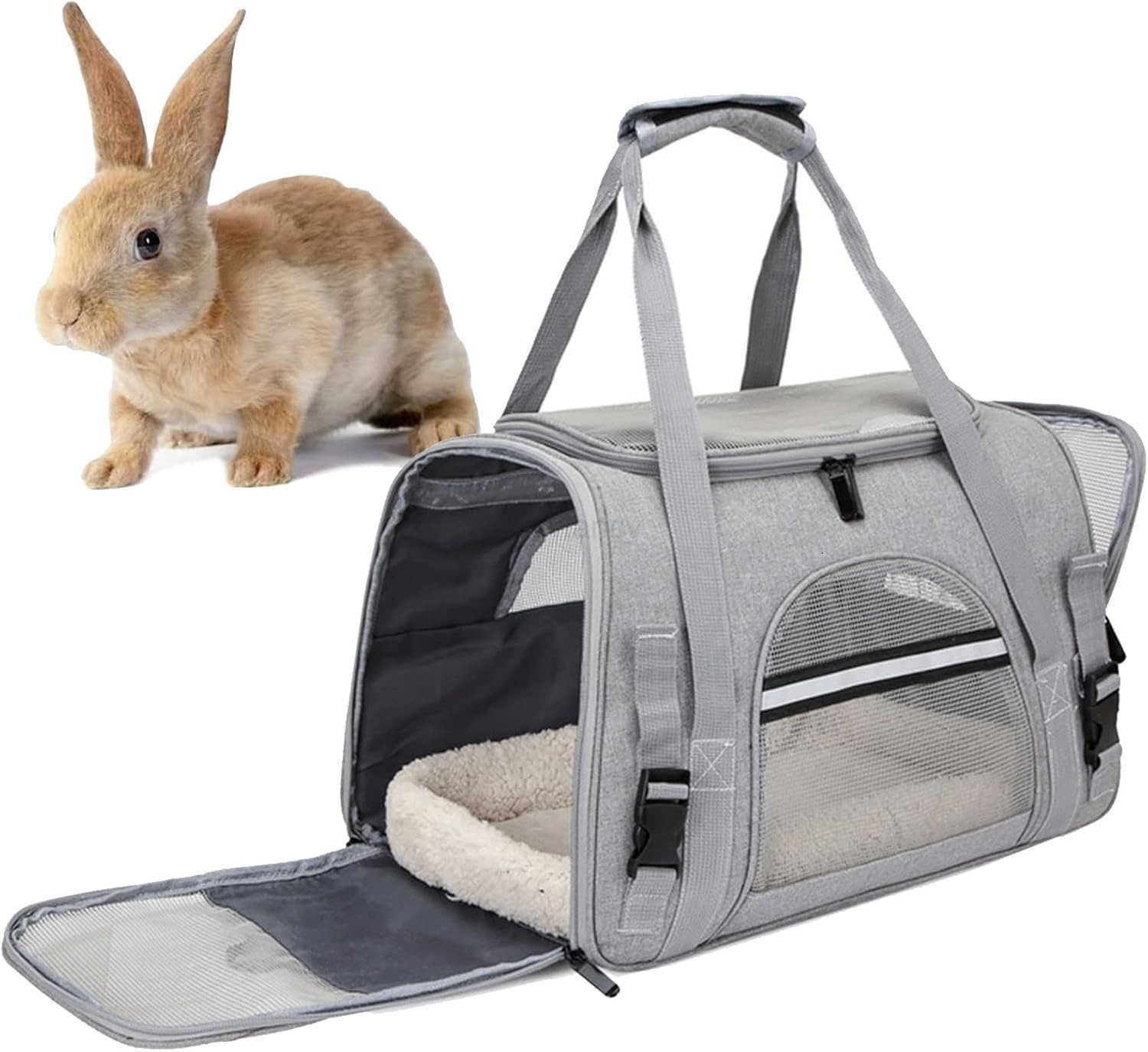 Small Animal Carrier Bag Guinea Pig Rabbit Travel Carrier Breathable Mesh Window Pet Portable Hand Bag for Hamster Bird Bunny Bearded Dragon Kitty and