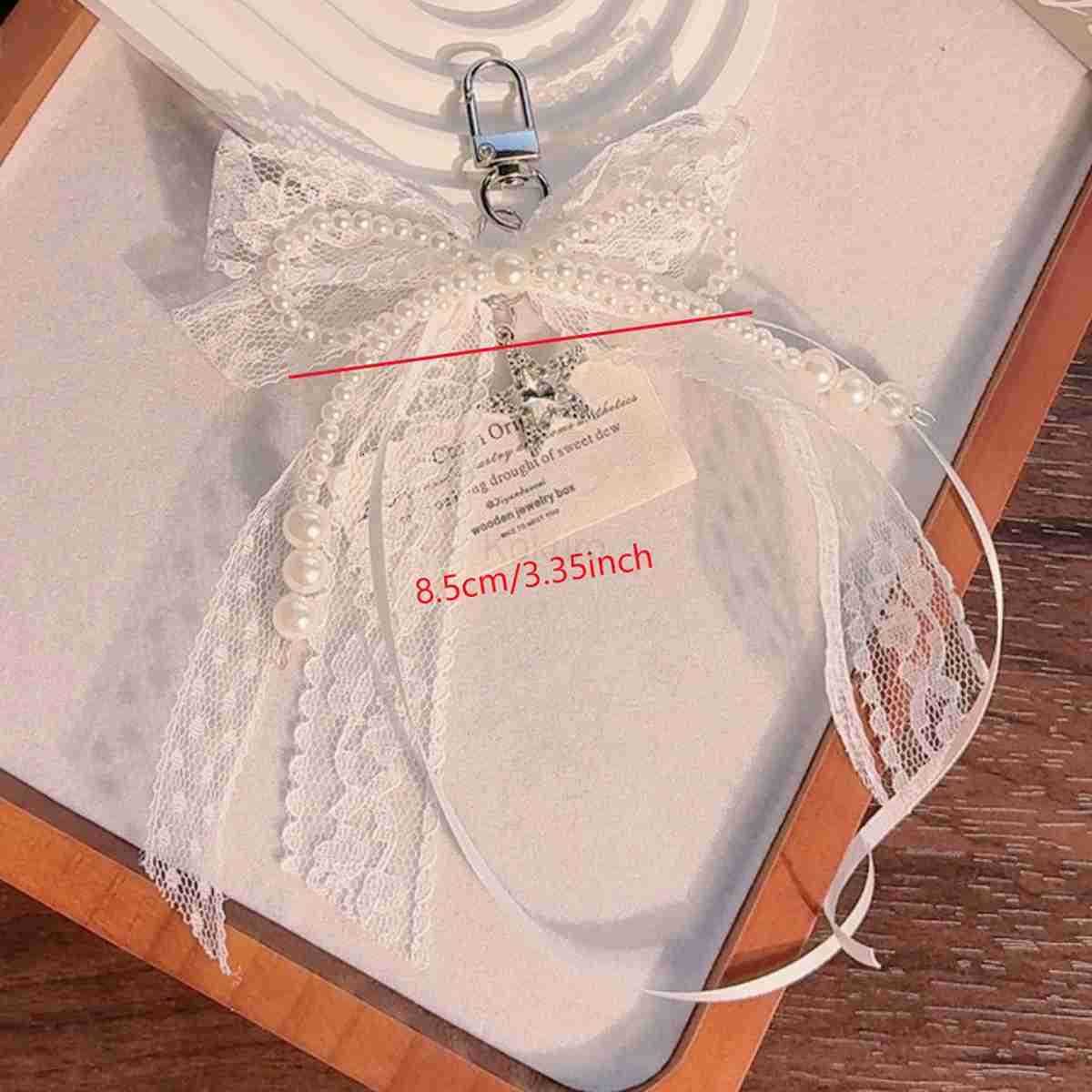 Lace bow Keychain Hollow Red Ribbon Cherry Y2k Fashion Design Charm Delicate Backpack Key Chain Valentines Day Gift Accessories M250912