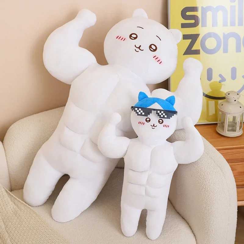 Big Size Creative Strong Hachiware Chiikawa Plush Toy Japanese Style Stuffed Muscle Usagi Plushies Funny Cuddly Doll Lovely C250912