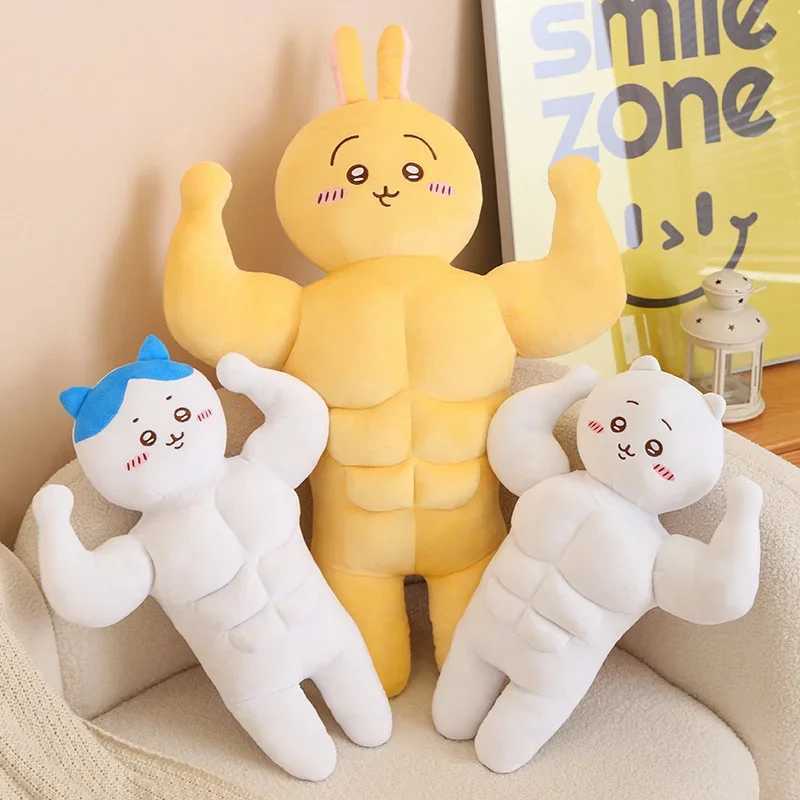 Big Size Creative Strong Hachiware Chiikawa Plush Toy Japanese Style Stuffed Muscle Usagi Plushies Funny Cuddly Doll Lovely C250912