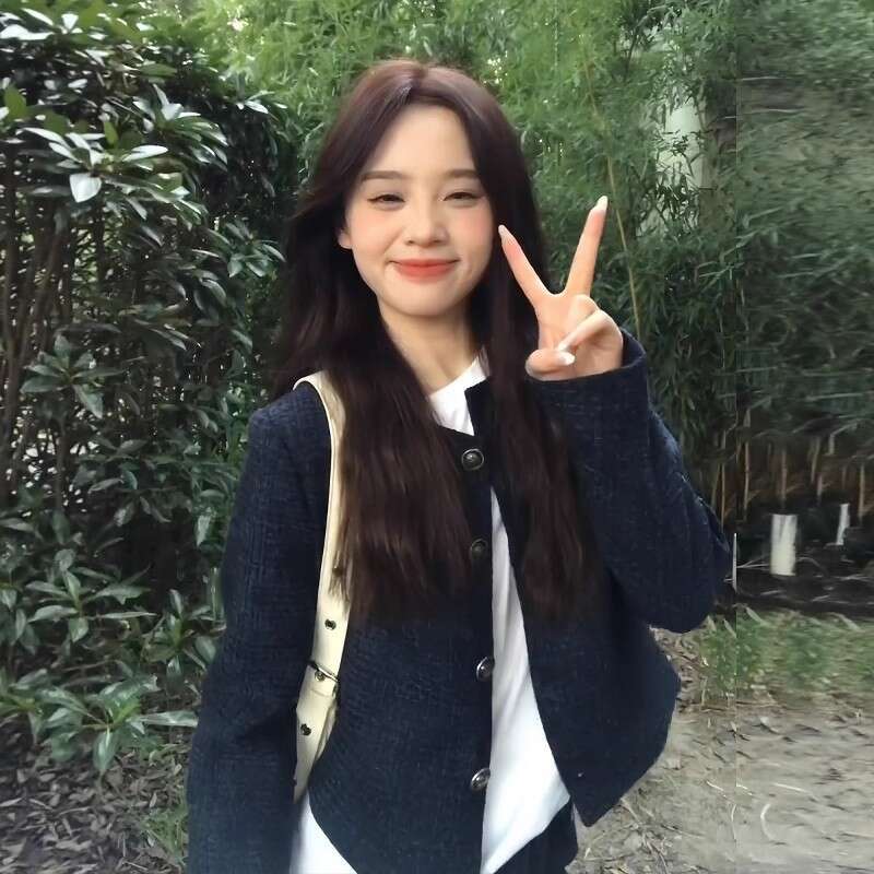 DHEssentials Korean Style Navy Blue Chanel-Style Coat for Women 2025 Autumn High-End Look Super Beautiful Petite Elegant Commuter Jacket