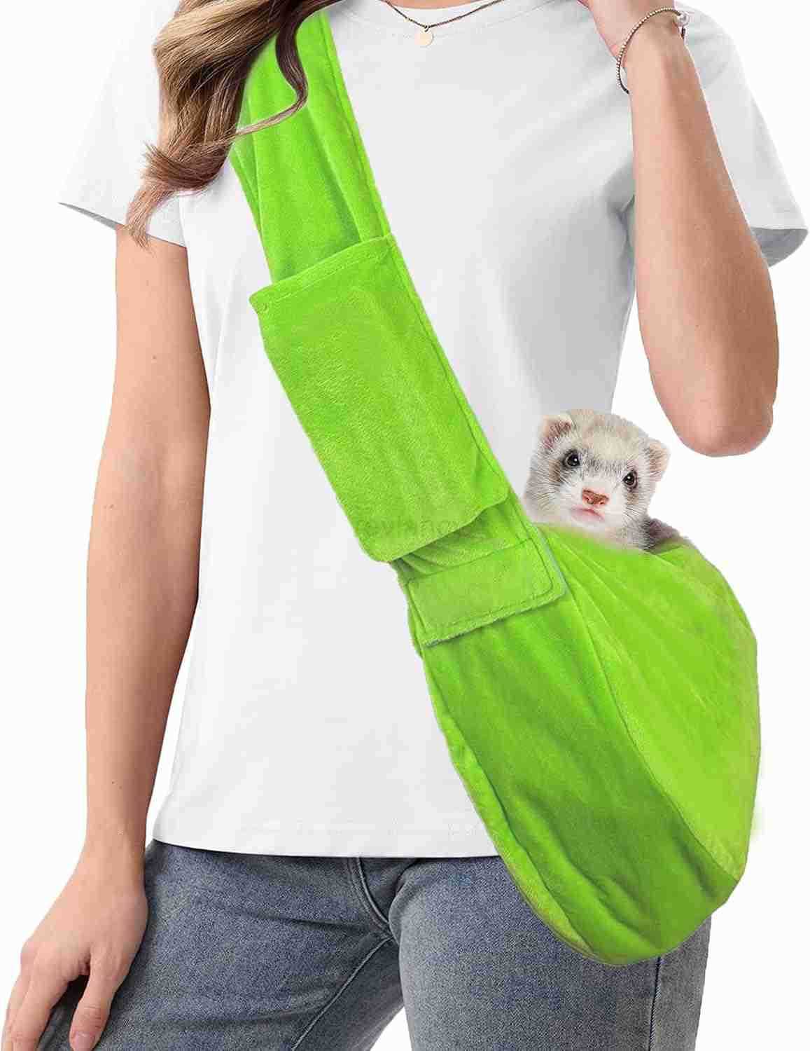 Sling Carrier Small Pet Bag with Adjustable Strap Cozy Bunny Carrying Travel Cuddler HandsFree Bonding Pouch Front for Guinea Pig Puppy Kitten Small A
