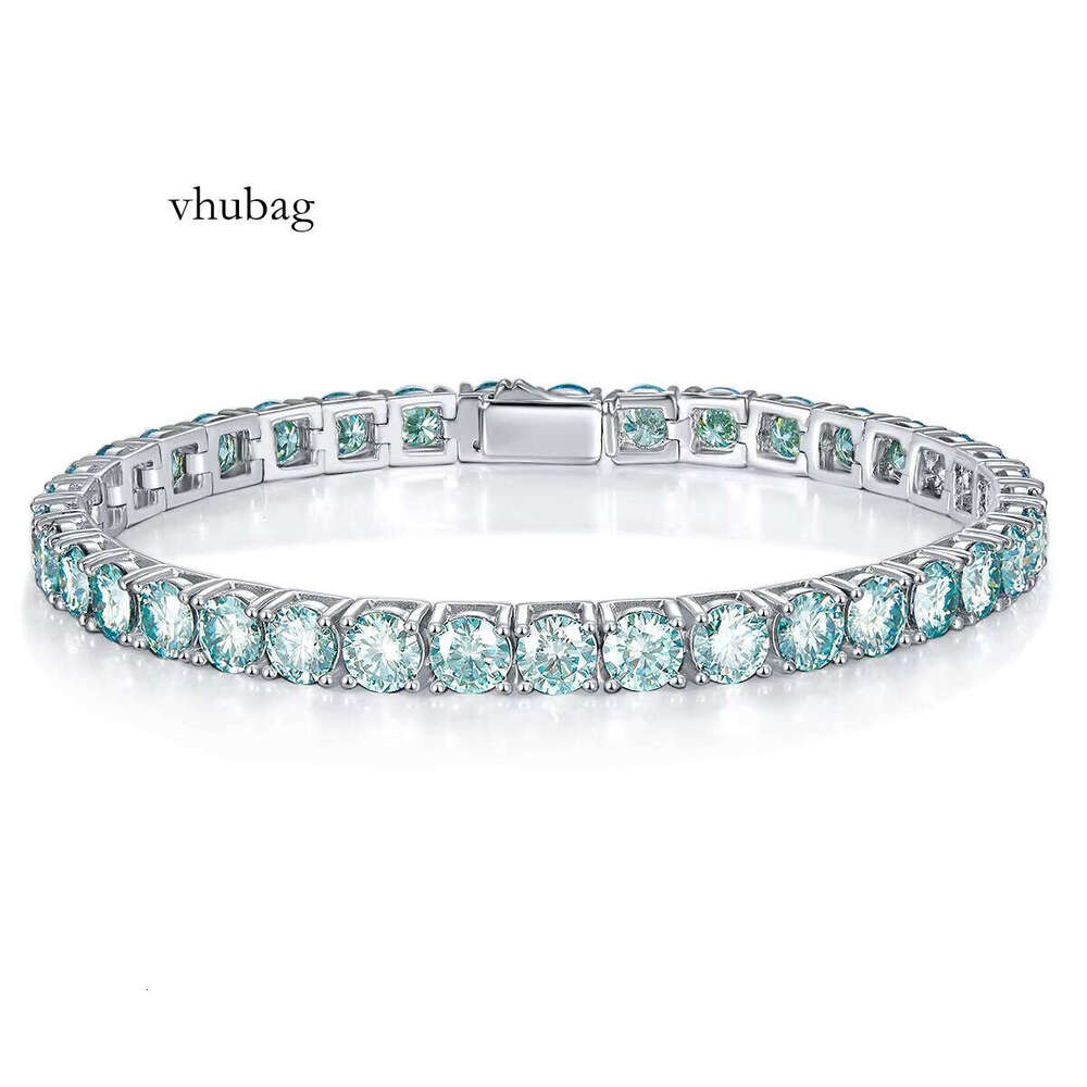 4mm Blue Classic Sier Women Tennis Chain Moissanite Jewelry Bracelet