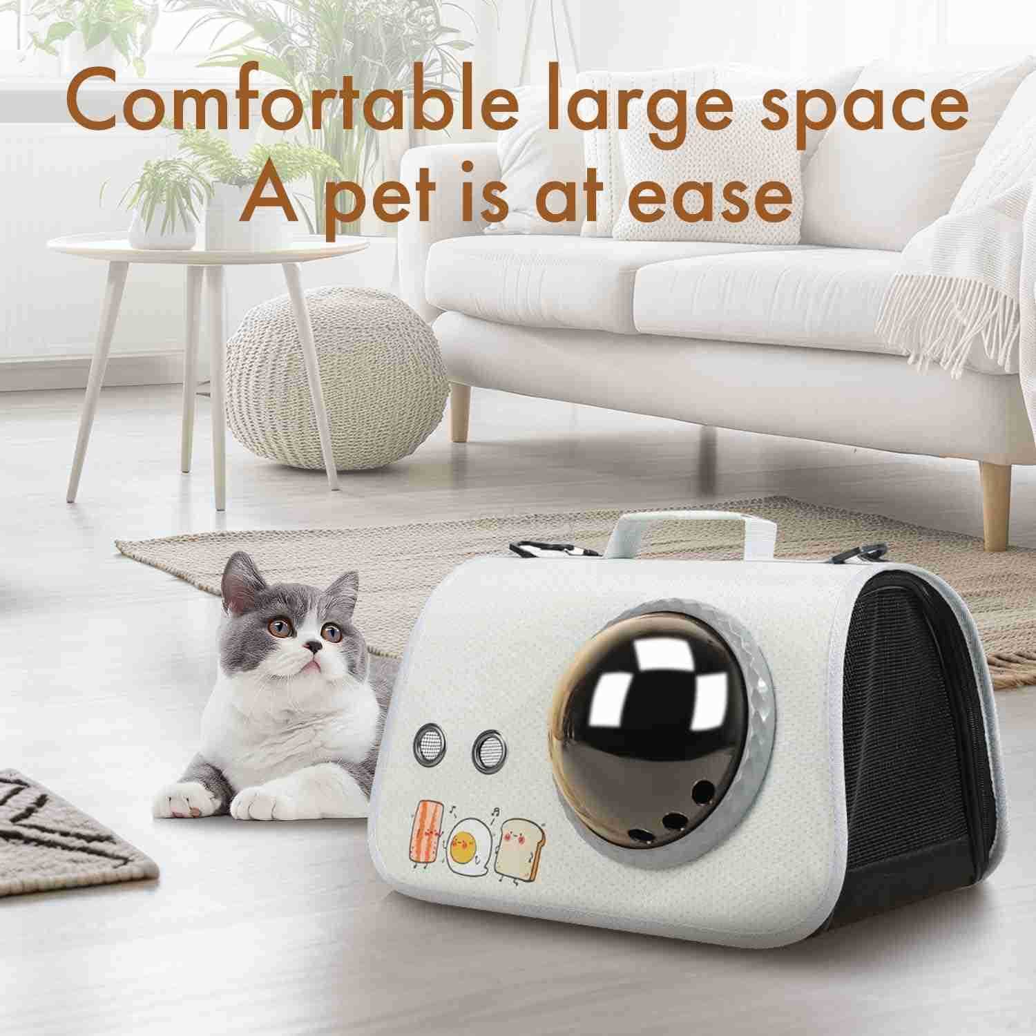 Space Capsule Cat Bag Large Capacity Crossbody Dog Bag Universal Pet Bag for All Seasons BlackW250912