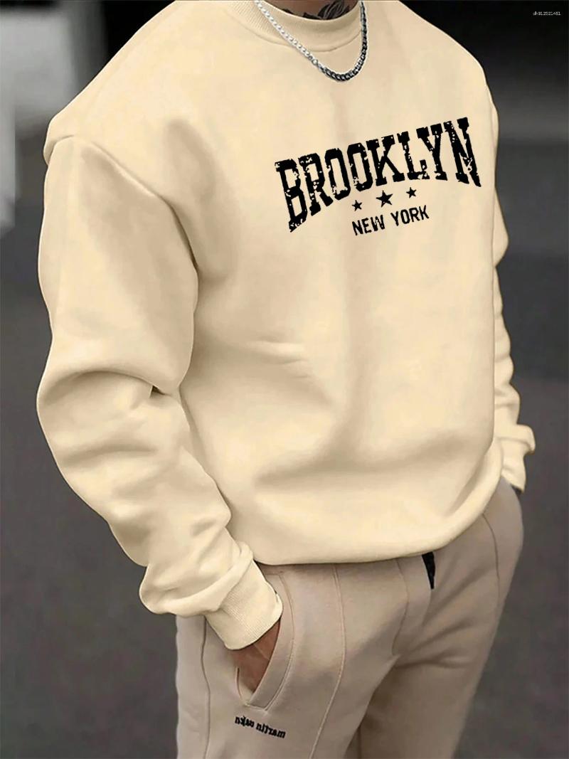 Men's Hoodies Autumn And Winter Fashionable Casual Loose Letter Graphic Printed Long Sleeved Round Neck Sweatshirt