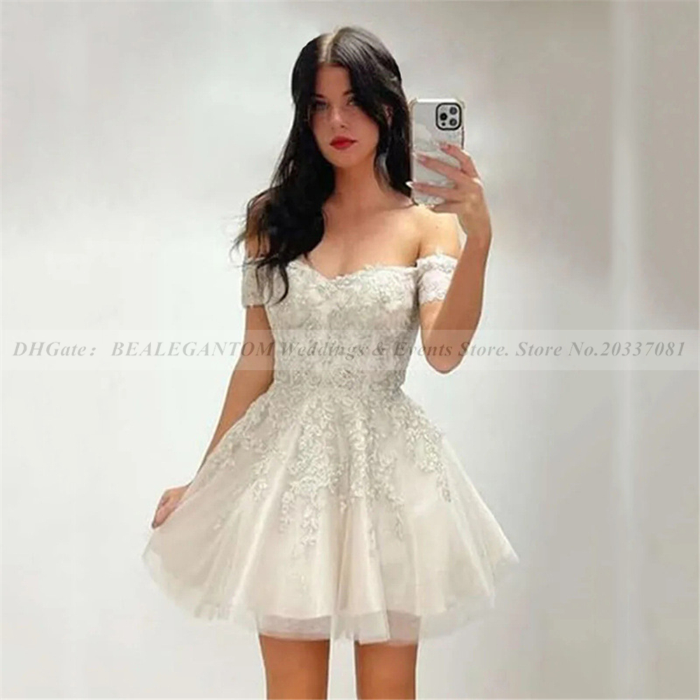 Lace Mini Short Homecoming Dresses Sweetheart Lace Applique Beaded Spaghetti Straps Cocktail Formal Occasion Prom Party Graudation Gowns Customized BQ
