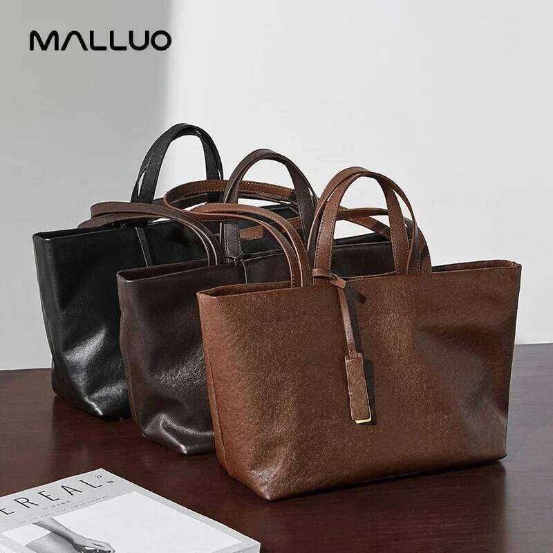 Women Cow Leather Retro Shoulder Bags Lady Casual Real Natural Cowhide Bag Female High Capacity Design Commuting Handbag