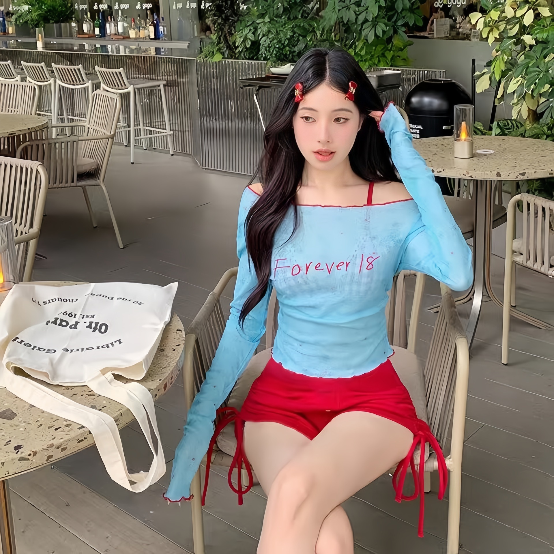 New High-End Swimsuit for Women Two-Piece Pure Desire Four-Piece Set Long Sleeve Student Girl Beach Vacation Bikini Swimwear