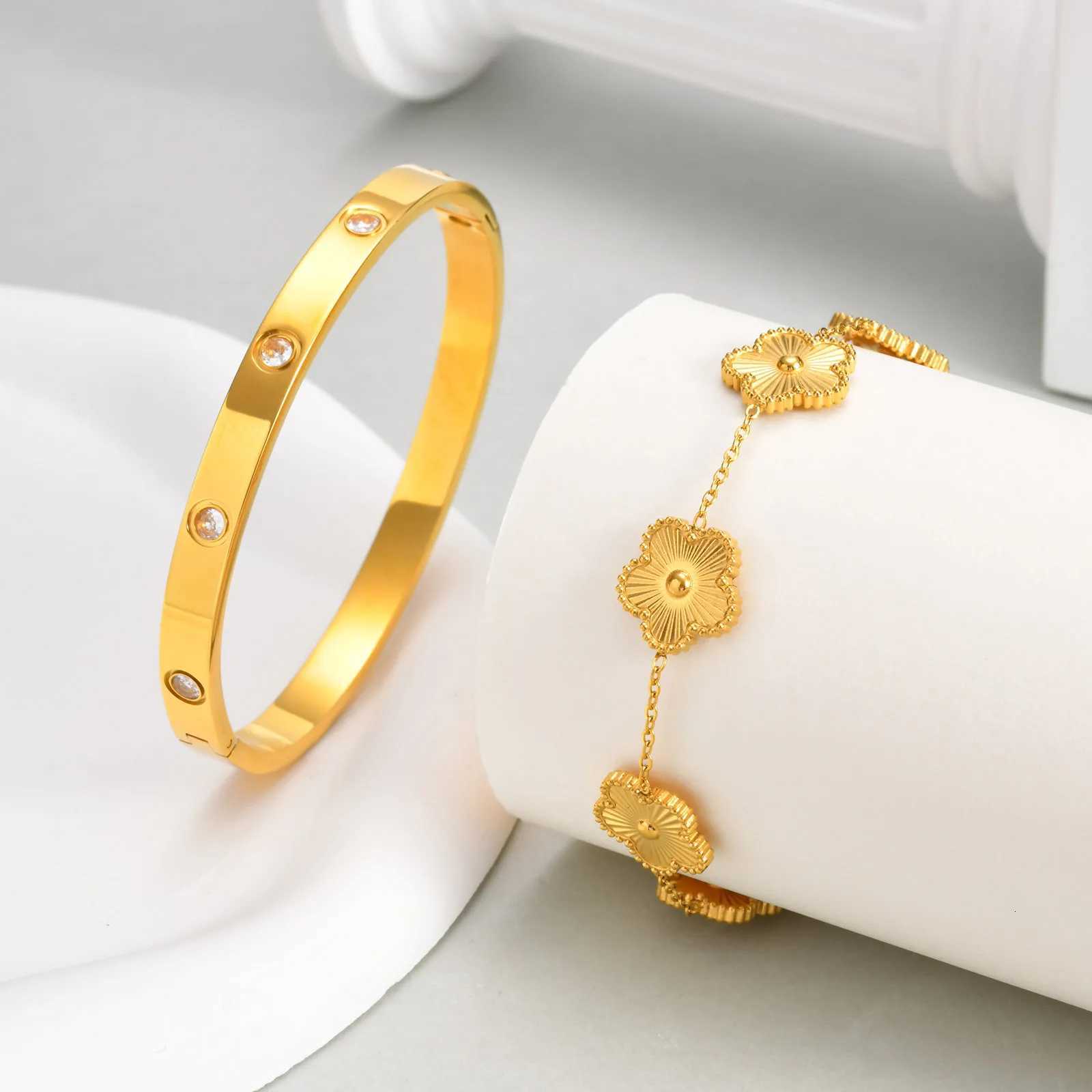 Exquisite 1m Bracelet Set for Wen Gift Bracelets for Vnox Wife Mothers Day Jewelry Stainl Steel Cuff Bangle S250912