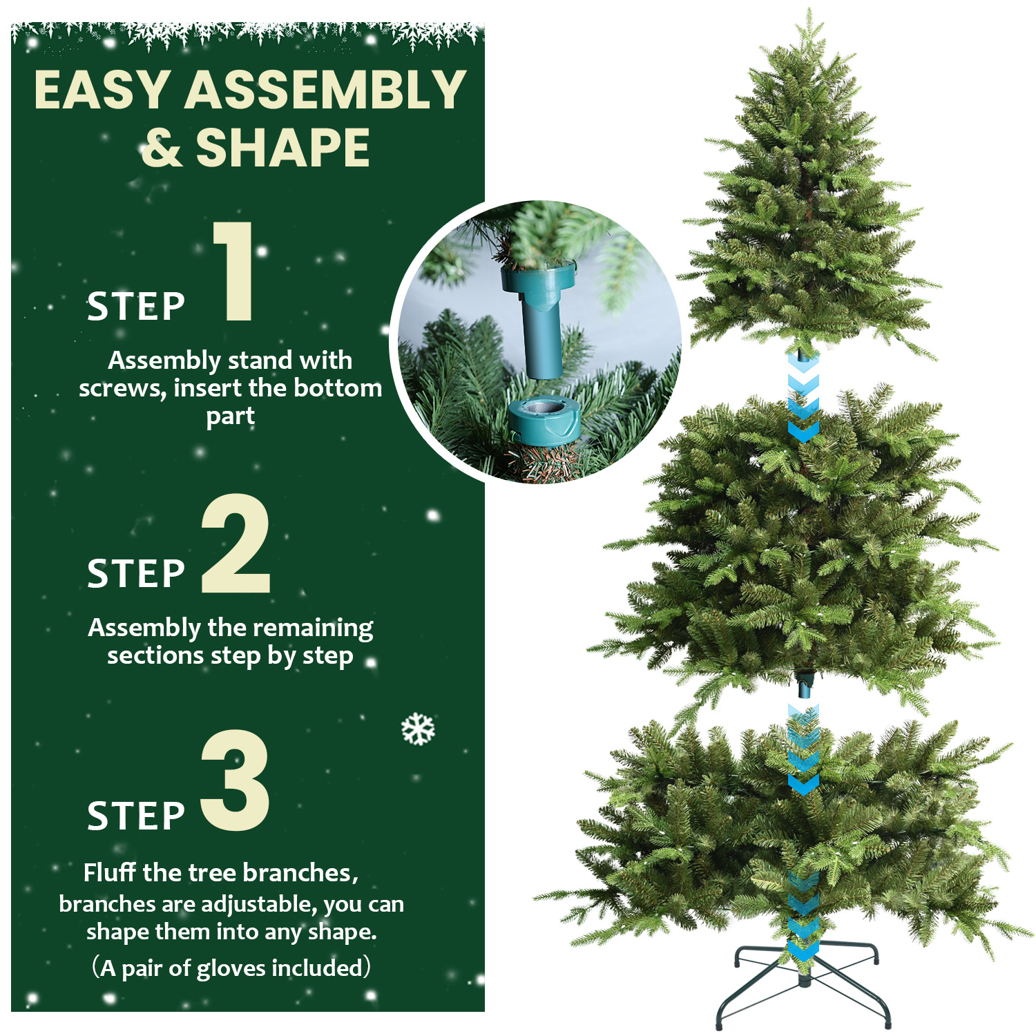 Large Luxury Encrypted PE/PVC Mix Christmas Tree with RGB LEDs - 7 Feet