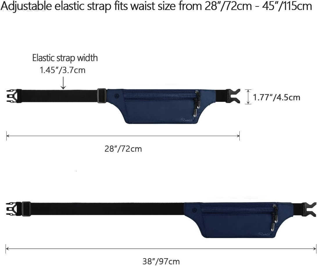 Money Belt Slim Passport Holder RFID Blocking Hidden Wallet Travel Essentials Pouch for Women Men With Adjustable Strap Waist Bag to Protect Cash Cred