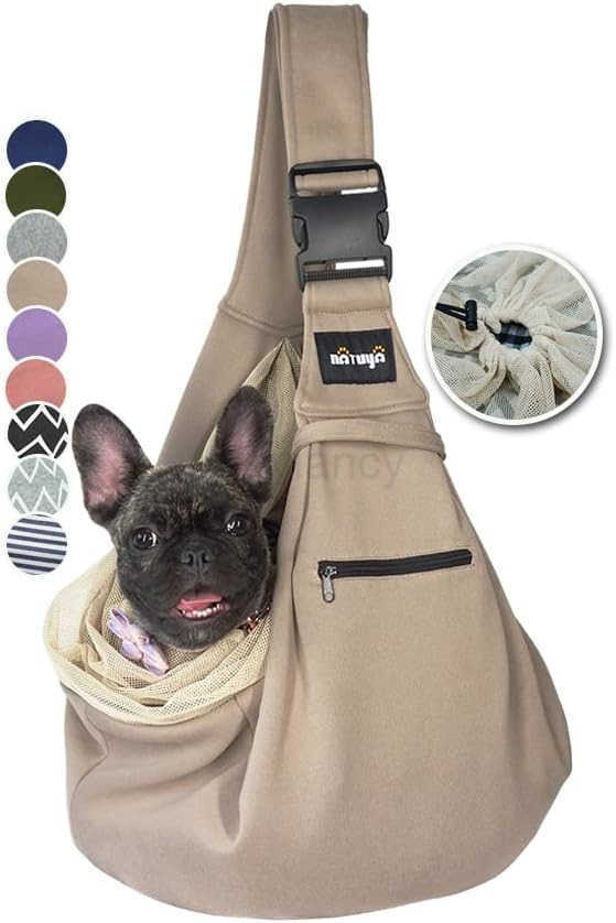 Pet Dog Sling Carrier Dog Sling with Net Bag for Carrier Dogs CATsHands Free Pet Bag net Pocket pet Bag KhakiW250912