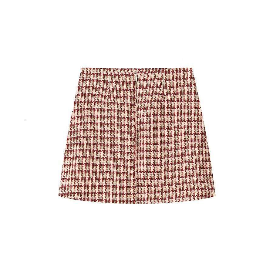 DHEssentials 2025 Spring New French Style Chic Fashionable Houndstooth Short Jacket + Low Waist Skirt Set