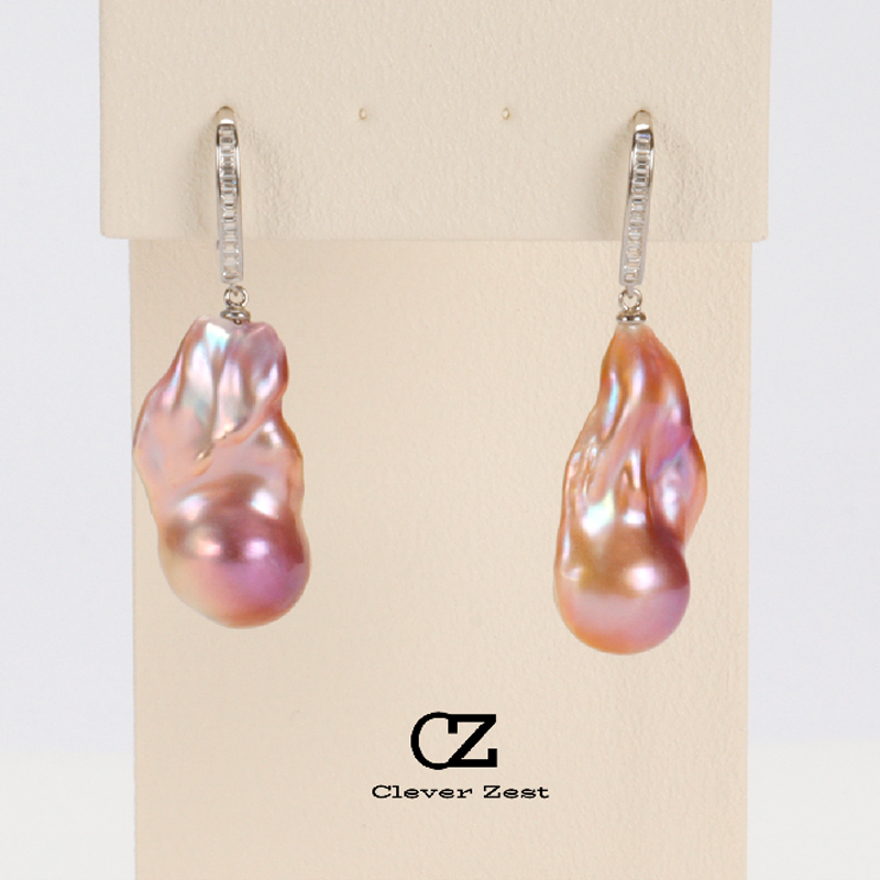 Natural Freshwater Baroque Pearl Earrings Sterling Silver Freshwater Pearl Hook Earrings Fashionable, Versatile, Trendy Anniversary Gift, Bestie Gift