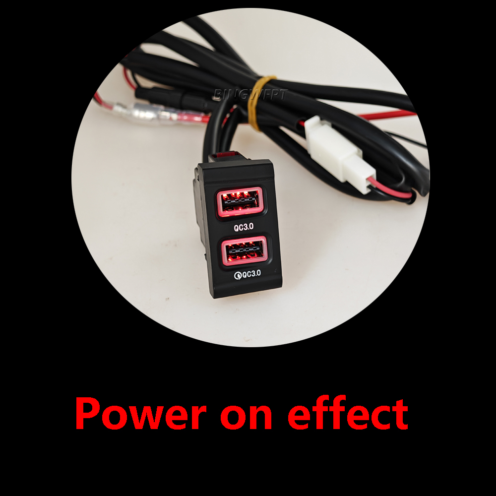 Black LED Car Charger With Dual QC3.0 USB Socket Charging Power Adapter Button For Modern Elantra