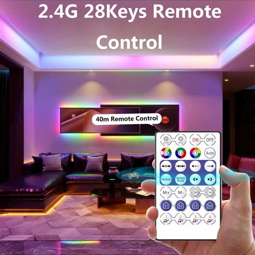 WS2812B Led Strip Individually Addressable Smart RGB LED Strip 3060144Ledsm and 28Keys Bluetooth Music Controller Kit USB 5V C250912