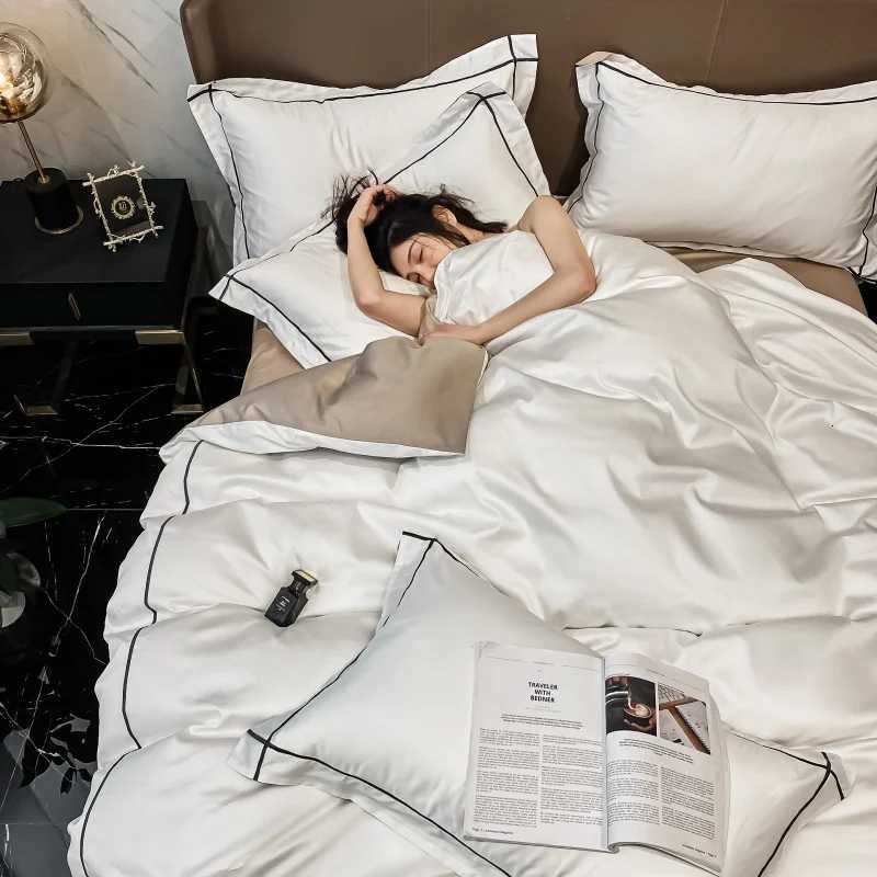 Embroidery Hotel Quality Bedding Set Luxury 800TC Egyptian Cotton Duvet Cover Bed Sheet Set Double King Queen Size Home Textiles X250912 - view 4