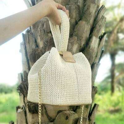Brand Straw Bags For Women Beach Personality Crossbody Lock Handbag Lady Vintage Handmade Knit Fashion Shoulder Bag