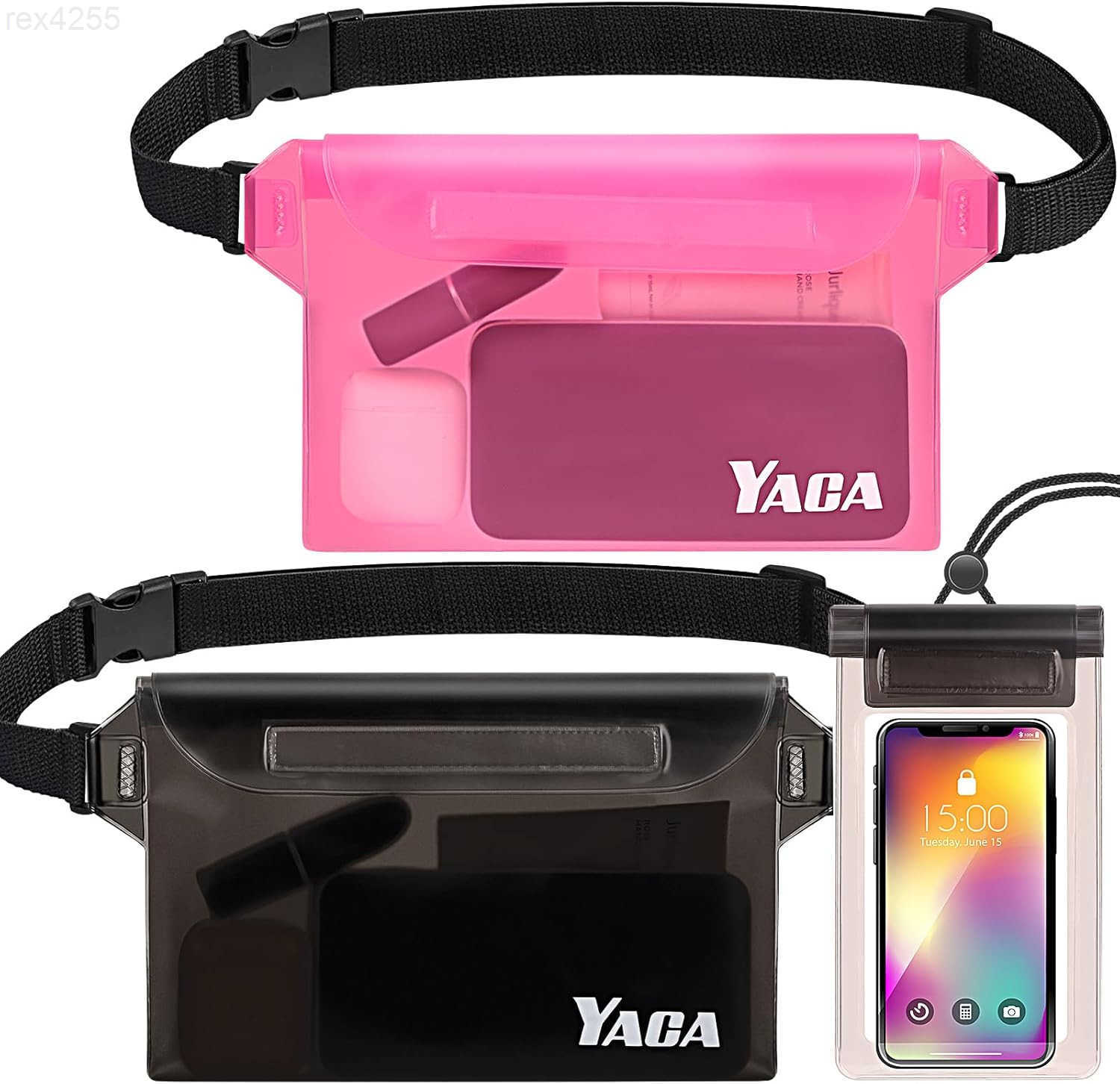 Fanny Pack 2PCS Touchscreen Sensitive Waterproof Phone Pouch Dry Bag with Adjustable Waist Strap Water Proof Pouch For Kayaking Swimming Boating Float