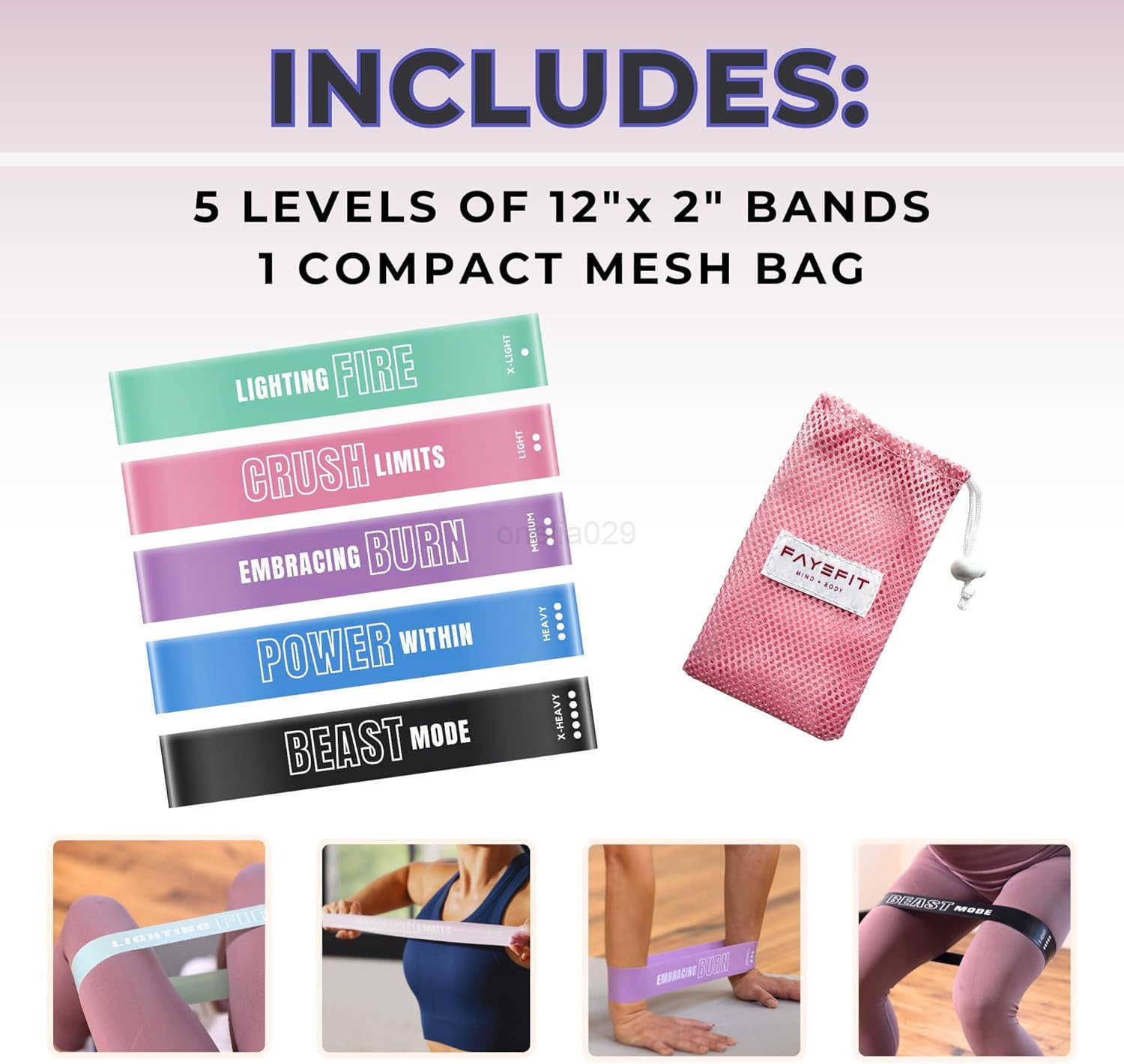 Resistance Bands for Working Out Exercise Bands Resistance Loops Workout Bands Physical Therapy Bands Set of 5 Stretch Bands for Exercise at Home Carr