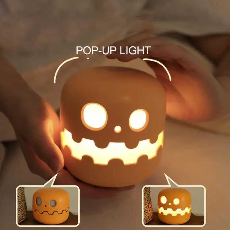 Halloween Pumpkin Night Light Cute Push Up Safety Light Decoration Halloween Bedside Decoration Children Halloween Gift C251122