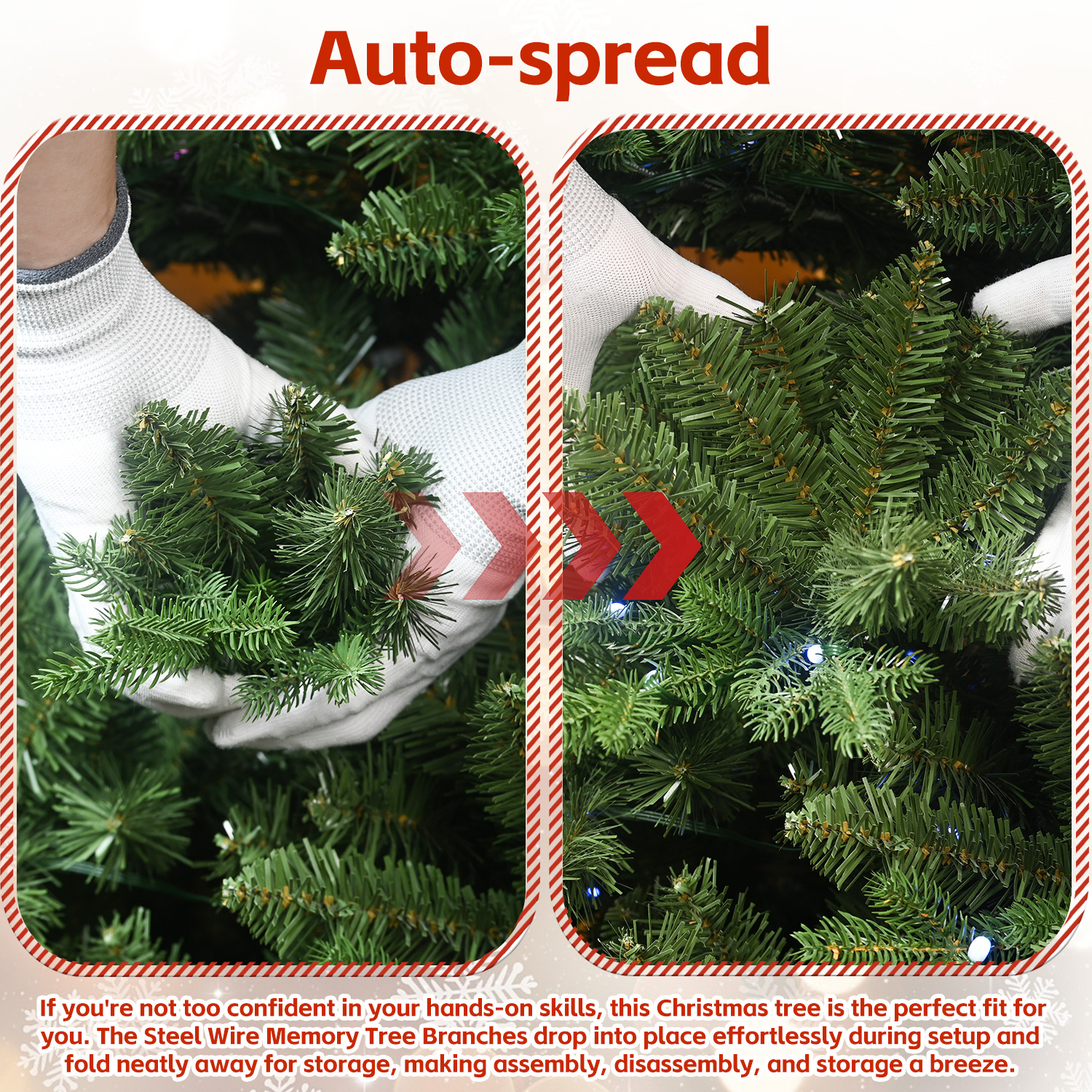 Large Luxury Encrypted PE/PVC Mix Christmas Tree with RGB LEDs - 7 Feet