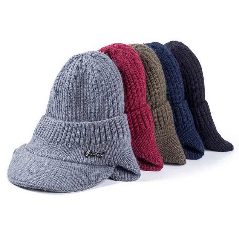 Unisex Stylish Warm Winter Hats With Brim Soft Beanie For Men Wen ic Hat With Ear Knitted Hat G250910
