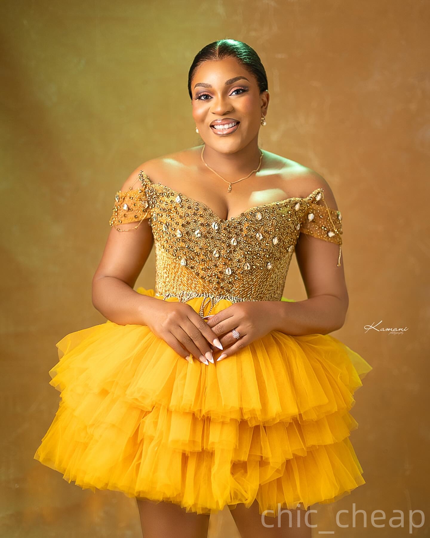 Yellow Ball Gown Cocktail Dress Sweetheart Beaded Crystals Tulle Short Mini Graduation Homecoming Dresses For Special Occasions Sweetheart Gowns