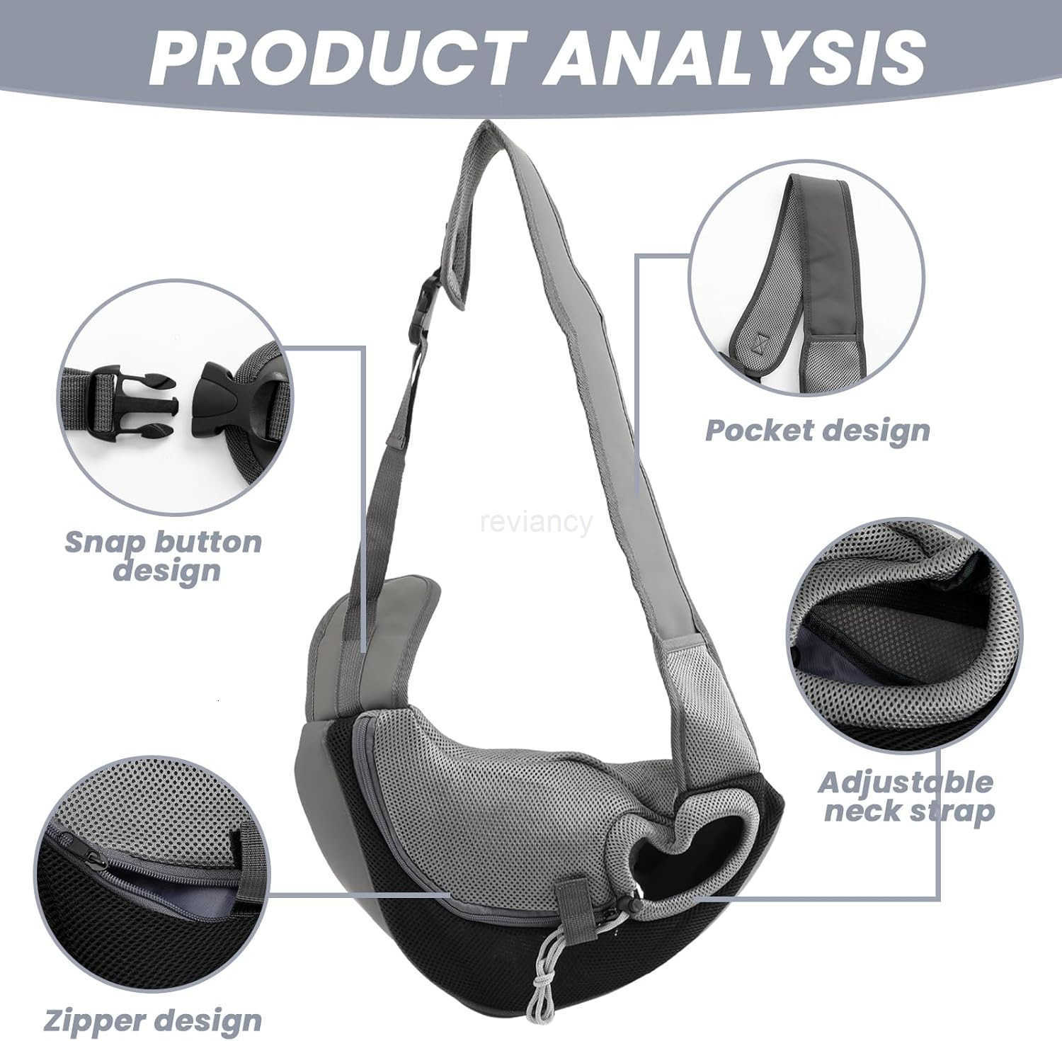 Small Dog Sling Carrier Mesh Adjustable Pet Sling Carrier Zipper Pocket Breathable Hand Free for Small Medium Dogs Cats Outdoor Travel up to 5 poundsW