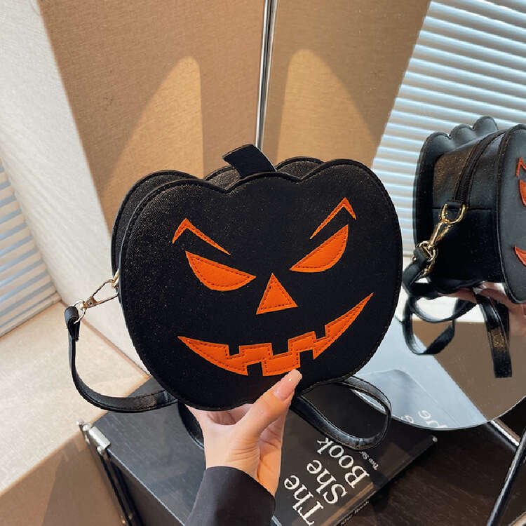 Halloween Pumpkin Bag Orange Shoulder Bags Fashion New Style Color-Block Personality Creative Trendy Quirky Crossbody Bag