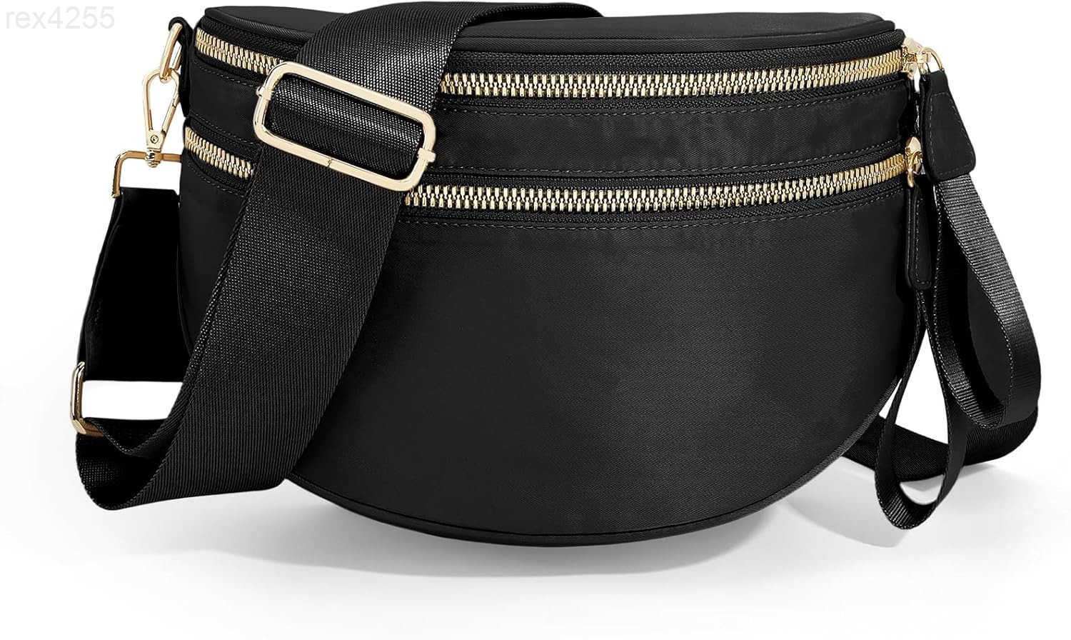 Colour Bum Bags for Women Crossbody Spacious Nylon Crossbody Bag Fanny Packs Slouchy Oversized Purse Belt Bag BLACKW250912