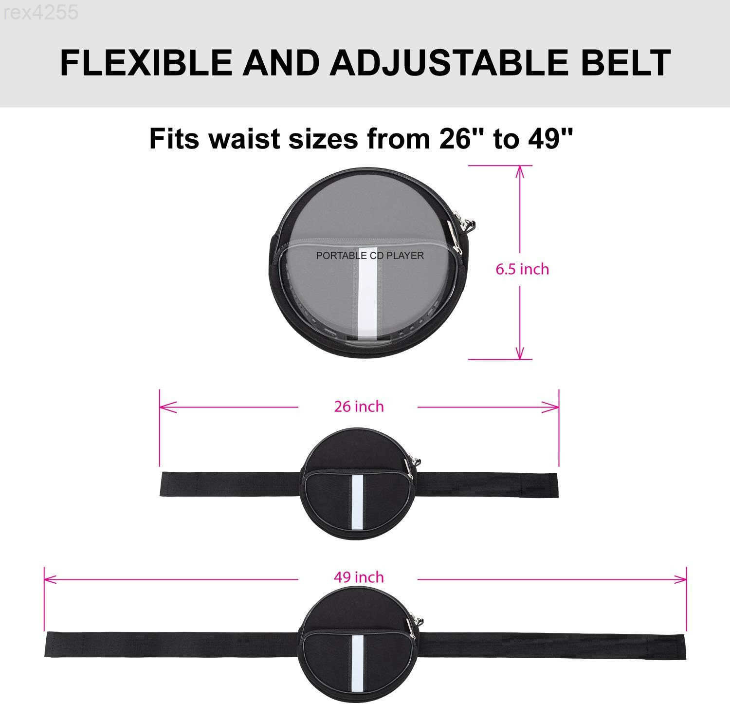 Player Portable CaseWaterproof CD Player Fanny Pack with Wristlet Hand Strap Compatible with HOTTGuerayNAVISKAUTOJinhooJensenMonodeal Portable CD PlW2