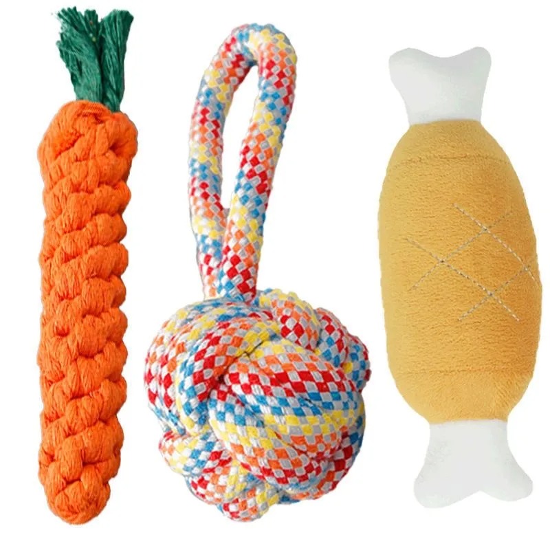 10 pieces Dog toy Teeth-resistant rope knot Golden Retriever small medium large dog pet toy Teddy puppy dog boredom toy pet supplies