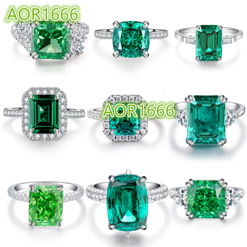 2025 Wholesale Hot Sales Fashion Personalized Inlay Cultivation Glitter Emerald Cut High Carbon Stone HighSense Ring Jewelry