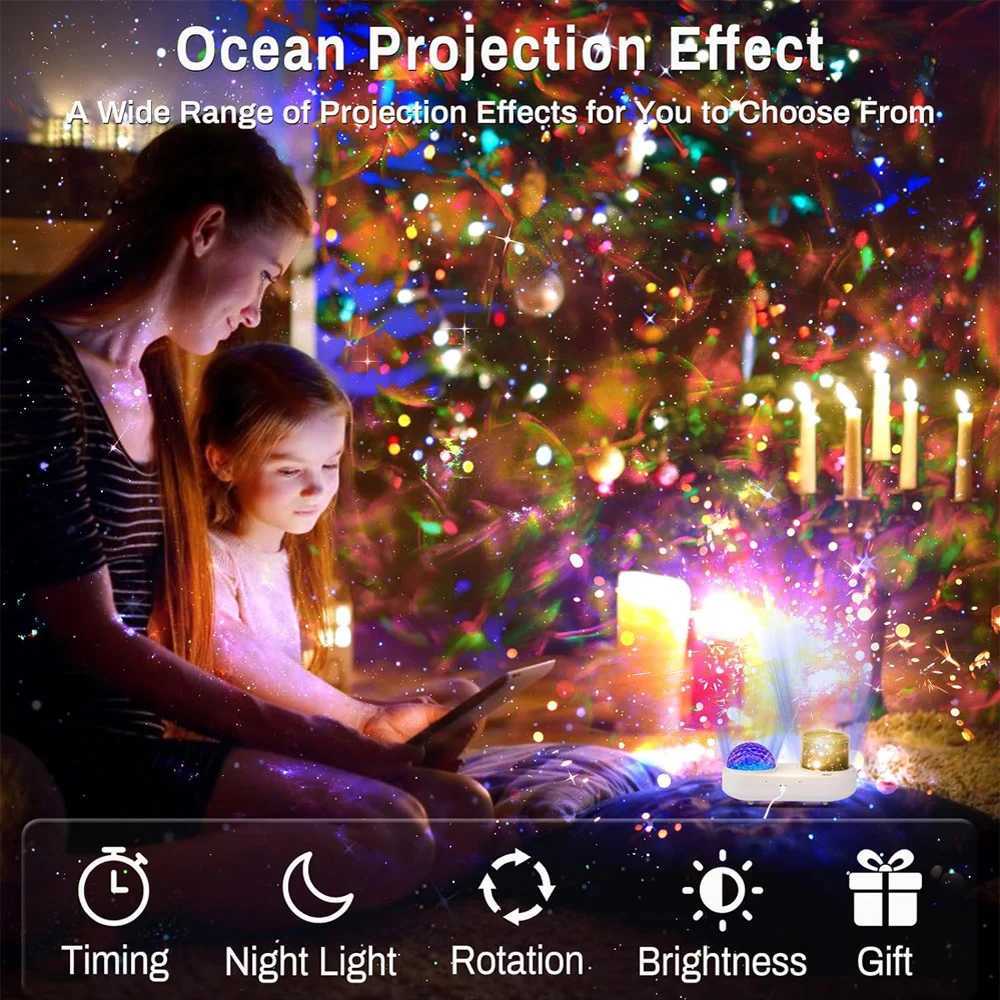 Ocean Wave Kids Projector Night Light Projector 360Rotating Jellyfish Lamp Baby Toddler Bedroom Ceiling Birthday Christmas Gift Y250912