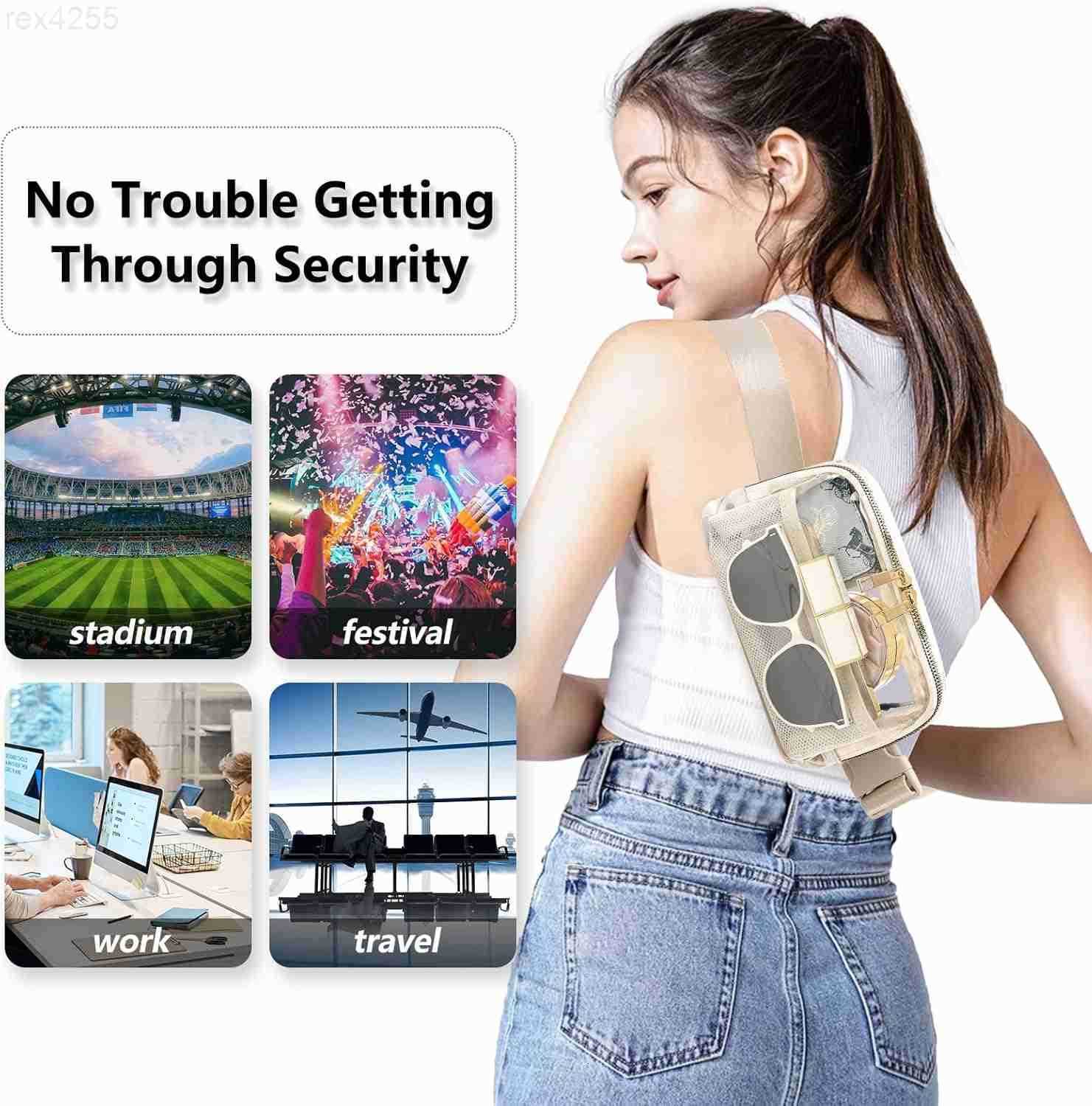 Clear Fanny Pack Belt Bag Stadium Approved for Women Men with Adjustable Strap Waterresistant Waist bag Clear Purse for Travel Workout Running HikingB