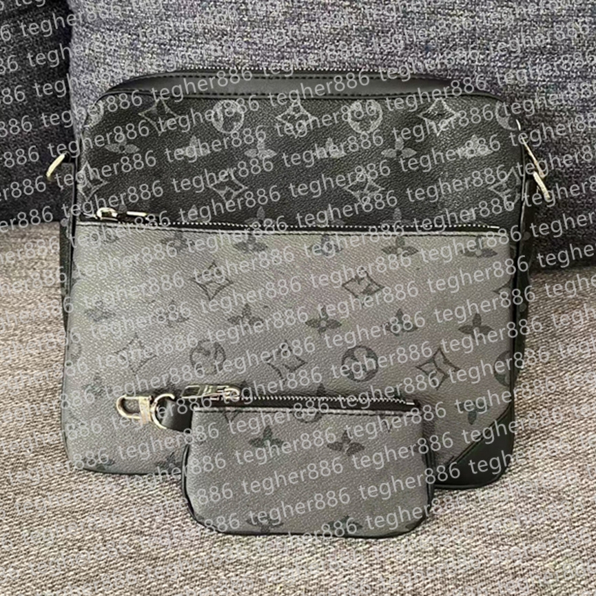 2025 Men Casual desigenr bag Trio messenger bag men Duo shoulder bag mens Outdoor Crossbody Shoulder Bags Genuine Leather Purse Pouch wallet man handbags