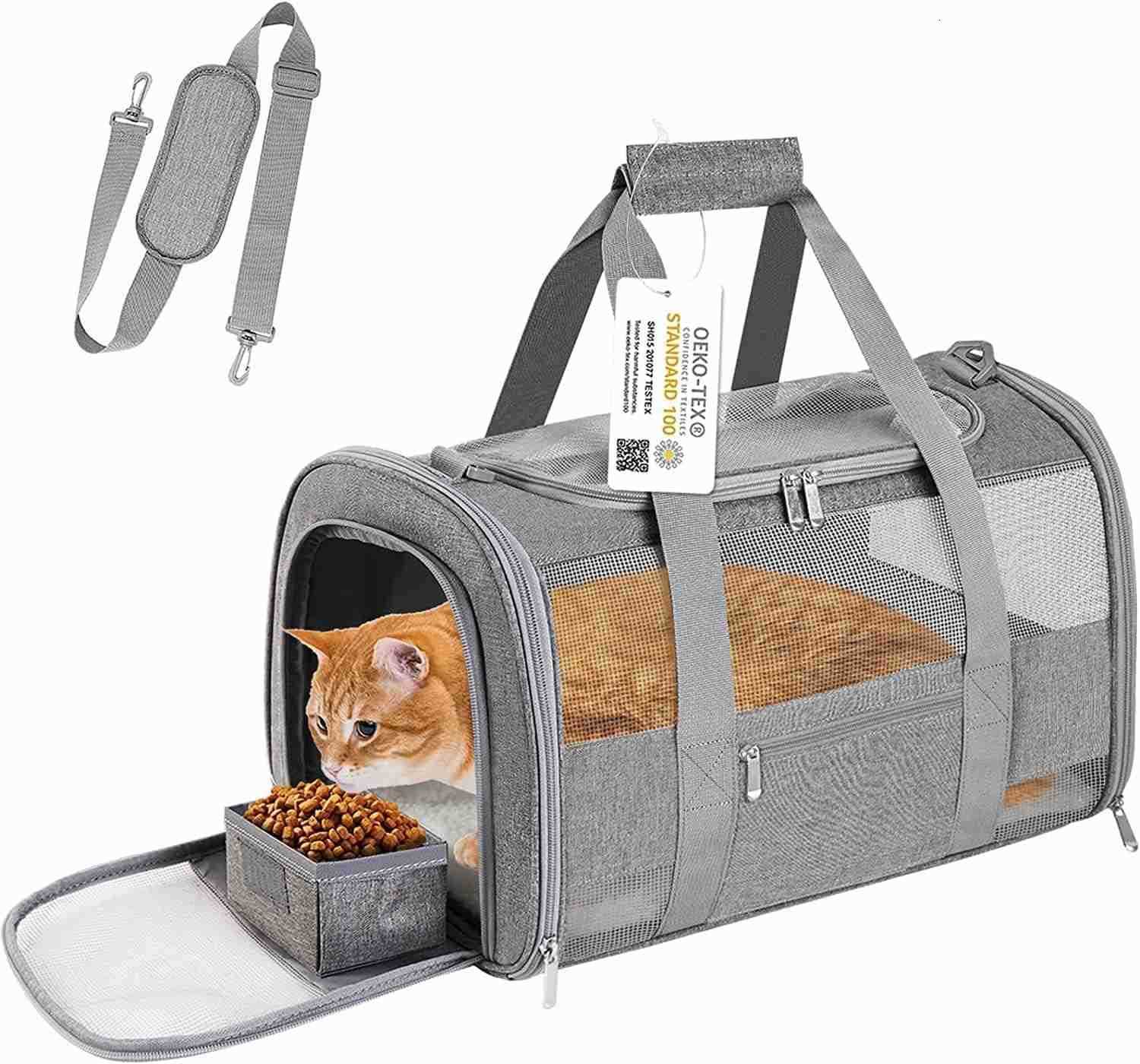 Cat Carrier Pet Carrier for Small Dogs Cats Puppies Under 15 Lbs TSA Airline Approved Carrier Bag Soft Sided Dog Travel Carriers Cat Carriers with Ref