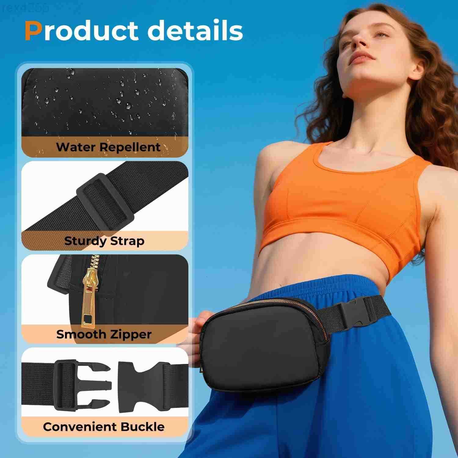 Belt Bag Zipper Fanny Pack Crossbody Bags for WomenFashion Nylon Waist Packs Water Repellent Two Way wear with Adjustable Strap Gifts for Teenage Girl