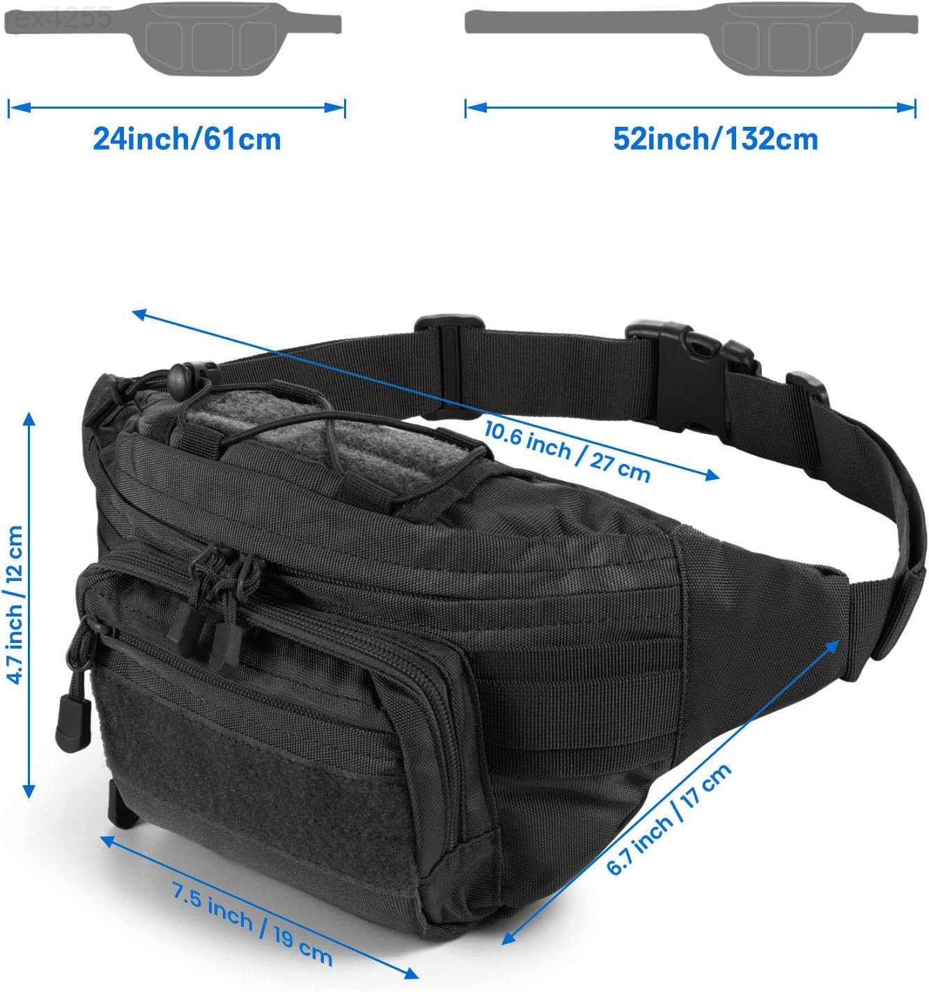 Fanny Pack Military Waist Bag Pack with USA Flag Patch Utility Hip Pack with Adjustable Strap for Outdoors Fishing Cycling Camping Hiking Dog Walking 