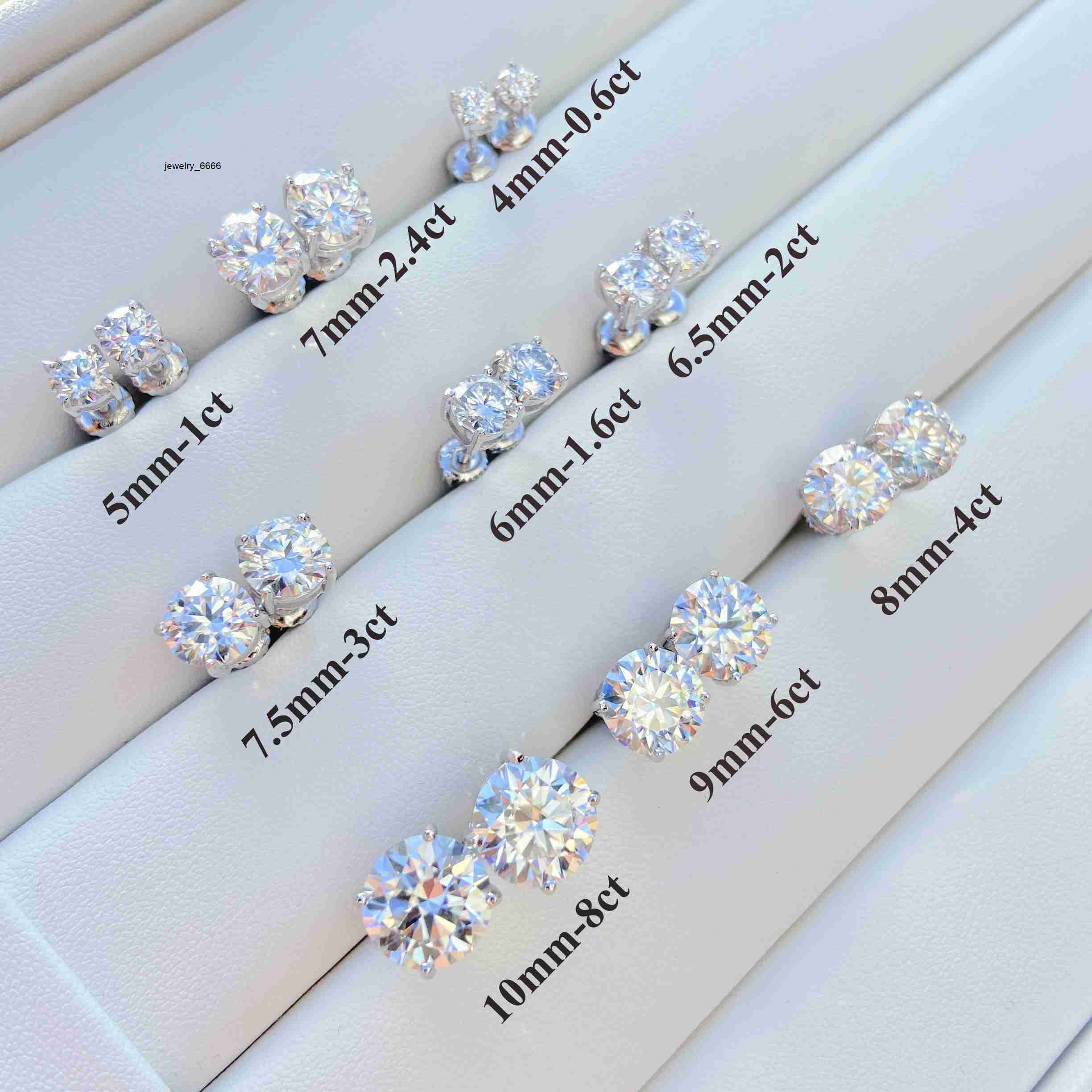 S925 18K Gold Plated 3mm 3.5mm 4mm 4.5mm5mm 5.5mm 6.5mm 7mm 7.5mm 8mm 8.5mm 9mm 9.5mm 10mm 11mm VVS Moissanite Stud Earrings