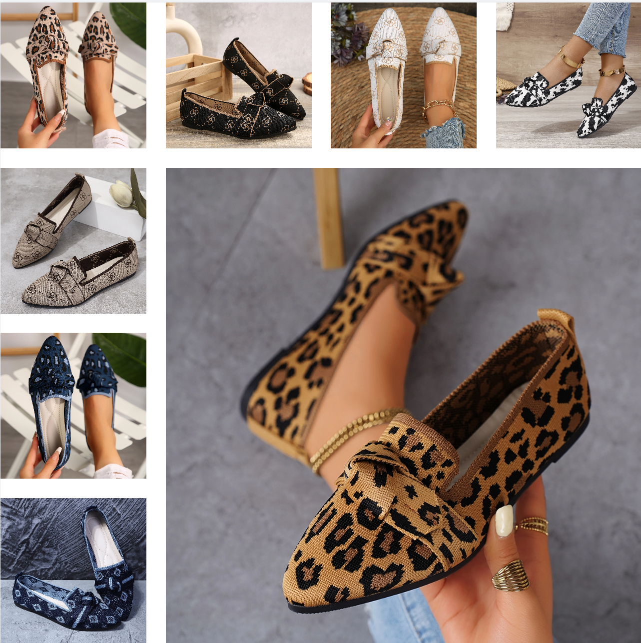 Designer shoes for women Shoes lightweight pointed bean shaped women's shoes comfortable slip resistant Casual Shoes Leopard Print Flat For Women